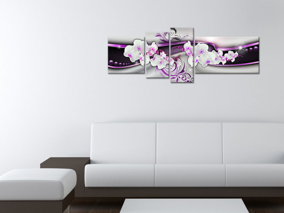 Tableau toile deco abstrait et orchidée