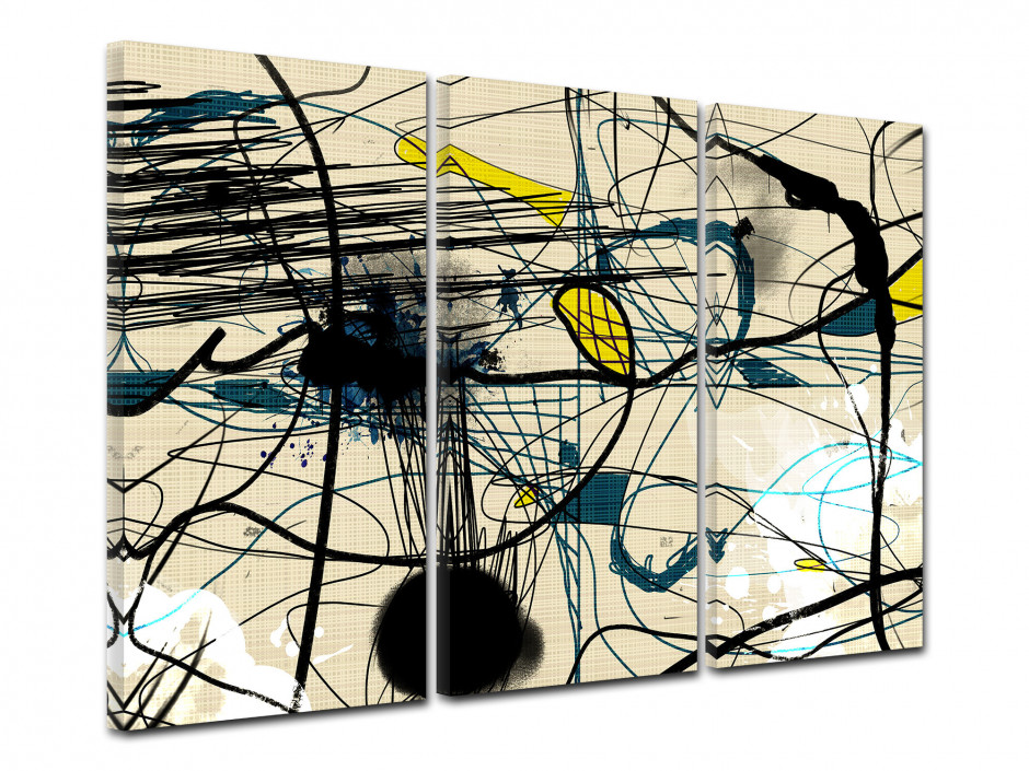 Tableau moderne triptyque ligne abstraite