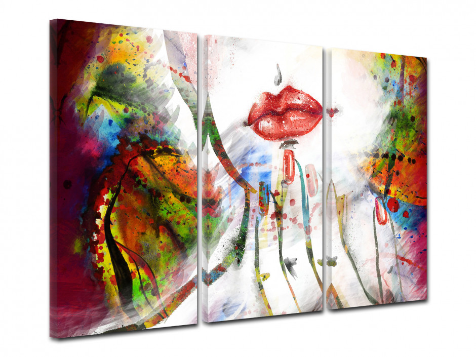 Tableau triptyque moderne Lips