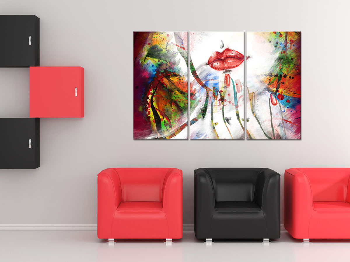 Tableau triptyque  Lips Toile moderne  grand format 