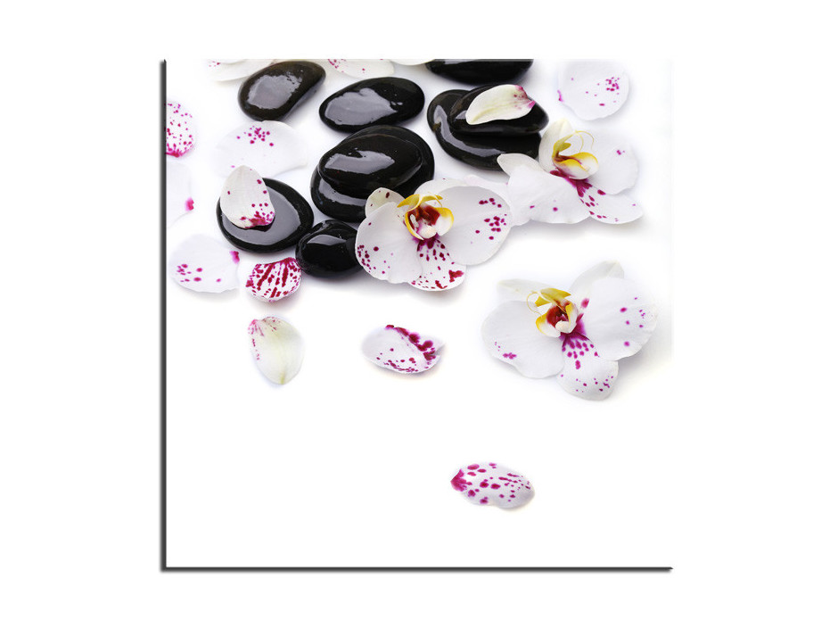Tableau toile Orchidées et galet zen