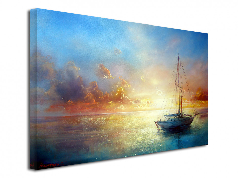 Tableau peinture toile Voilier en mer