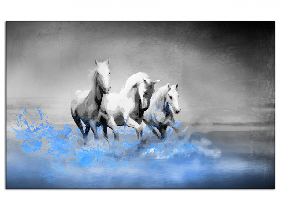 Tableau aluminium CHEVAUX BLANCS AU GALOP