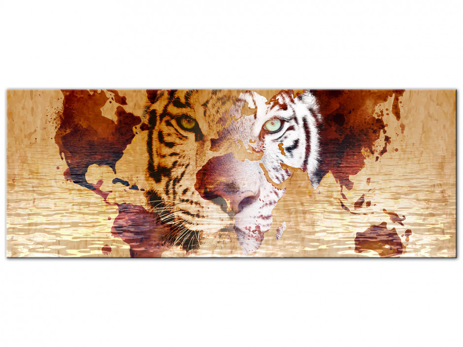 Tableau aluminium contemporain TIGRE MAP MONDE