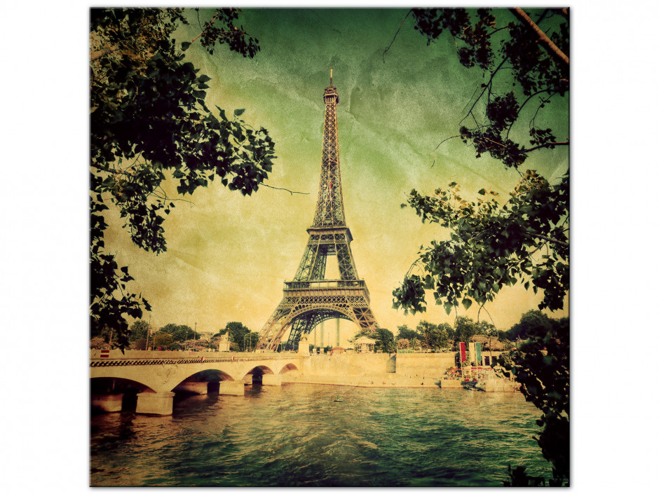 Tableau Aluminium deco vintage Paris Tour Eiffel