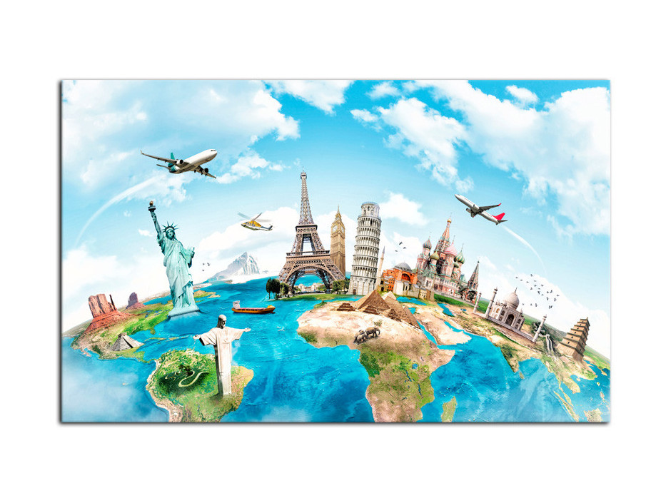 Tableau aluminium deco dessin carte du monde