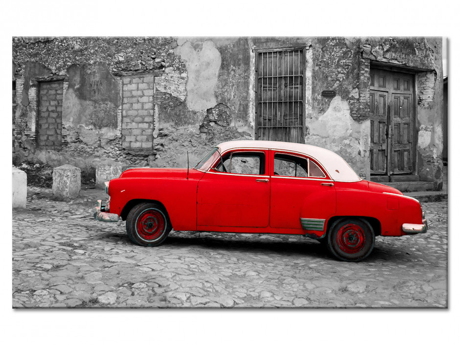 Tableau aluminium urbain déco VOITURE ROUGE