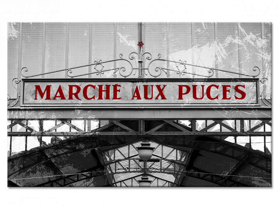 Tableau aluminium photo noir et blanc AU MARCHÉ