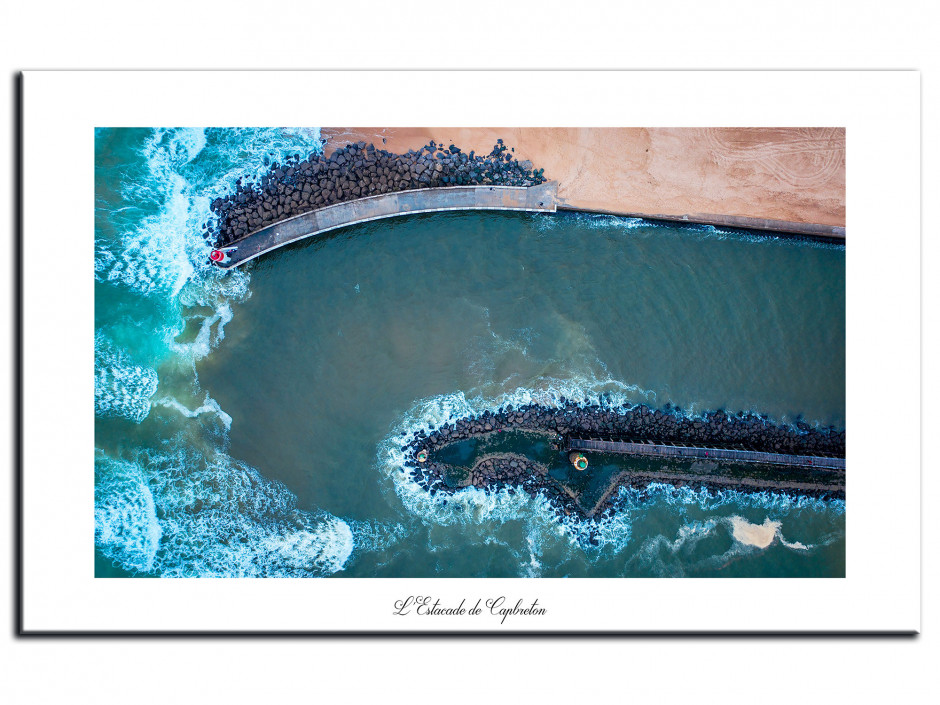 Tableau Aluminium photo Estacade de Capbreton Vue du Ciel