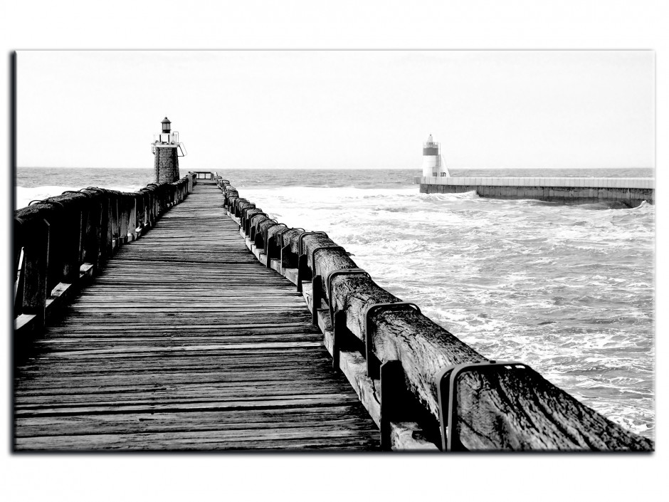 Tableau déco Aluminium  Estacade de Capbreton Noir et Blanc