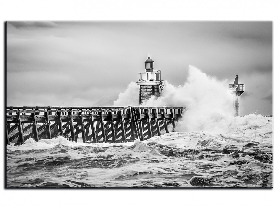 Tableau Aluminium imprimée tempête sur l'estacade de Capbreton