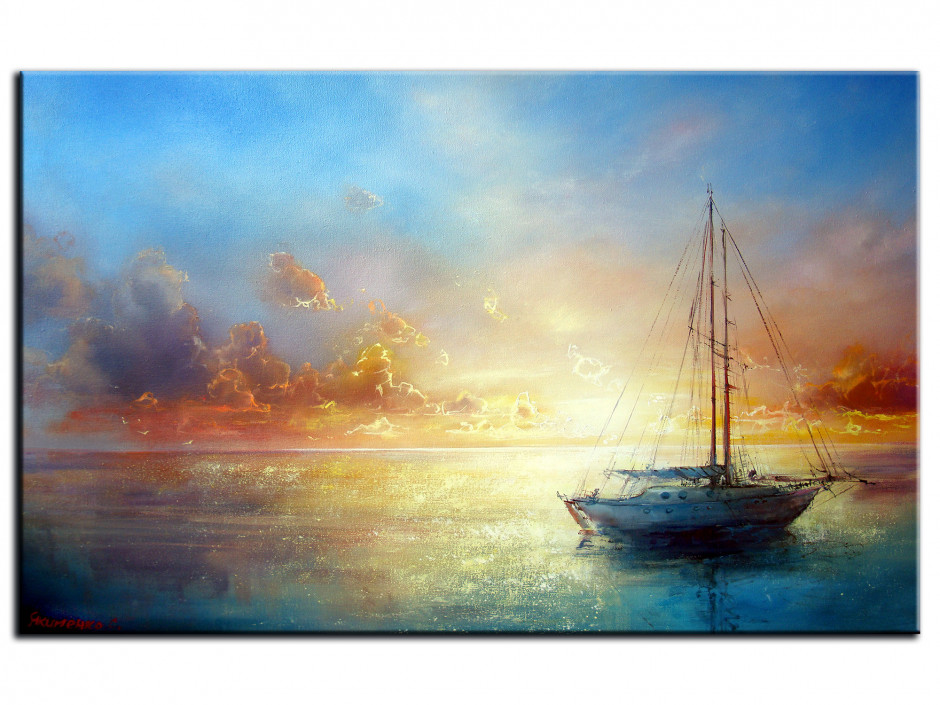 Tableau peinture Aluminium Voilier en mer