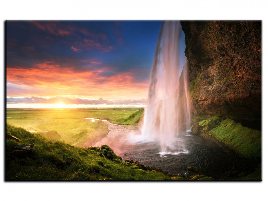 Tableau Aluminium photo de paysage Cascade de Seljalandsfoss