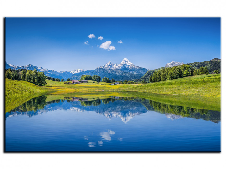 Tableau Aluminium paysage LAC DANS LES ALPES