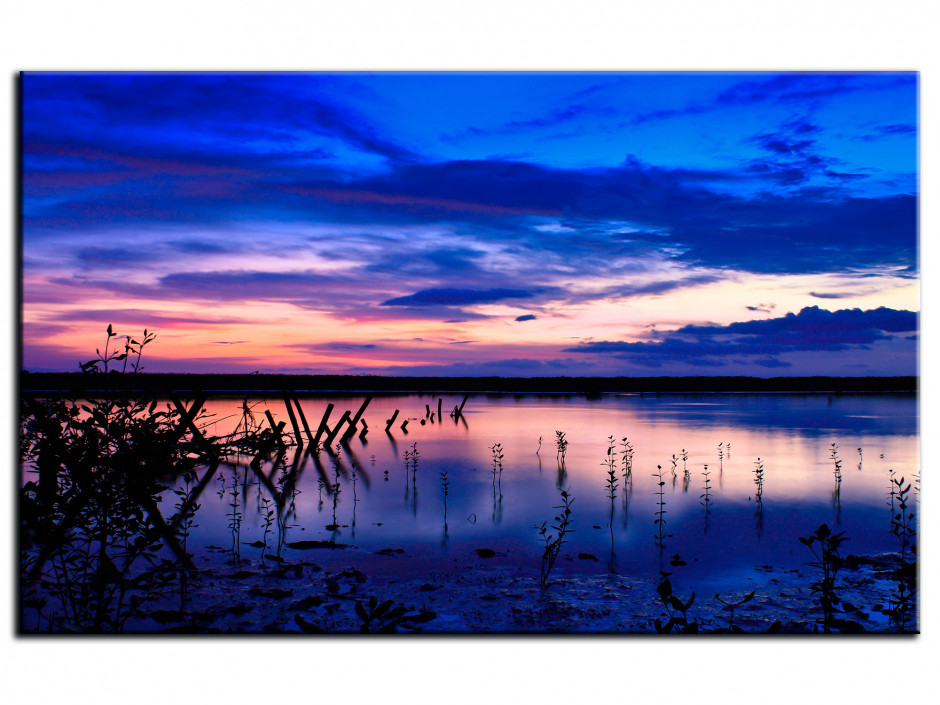 Tableau Aluminium LEVER DE SOLEIL SUR LE LAC