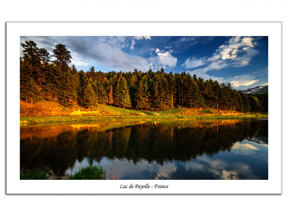 Tableau Aluminium moderne paysage lac de Payolle