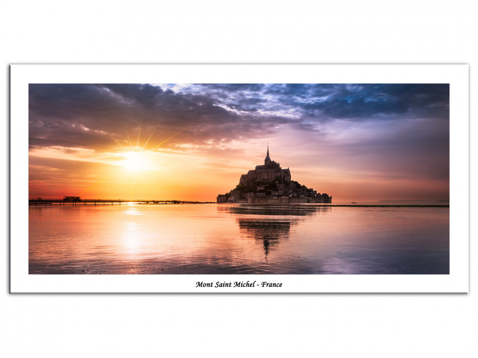 Tableau Aluminium Coucher de Soleil sur le Mont Saint Michel