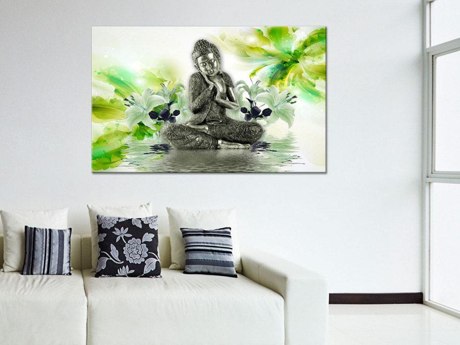 Tableau Aluminium ambiance zen déco bouddha et fleurs sur Declina