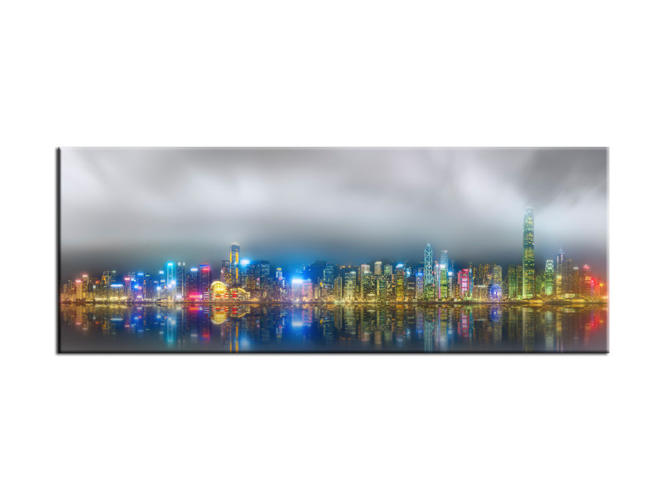 Tableau Aluminium deco Hong Kong de nuit