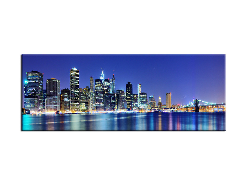 Tableau Aluminium panoramique Manhattan de Nuit