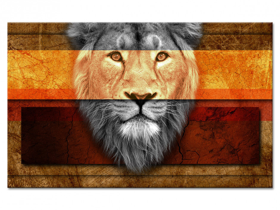Tableau Aluminium décoratif Ethnique tête de Lion