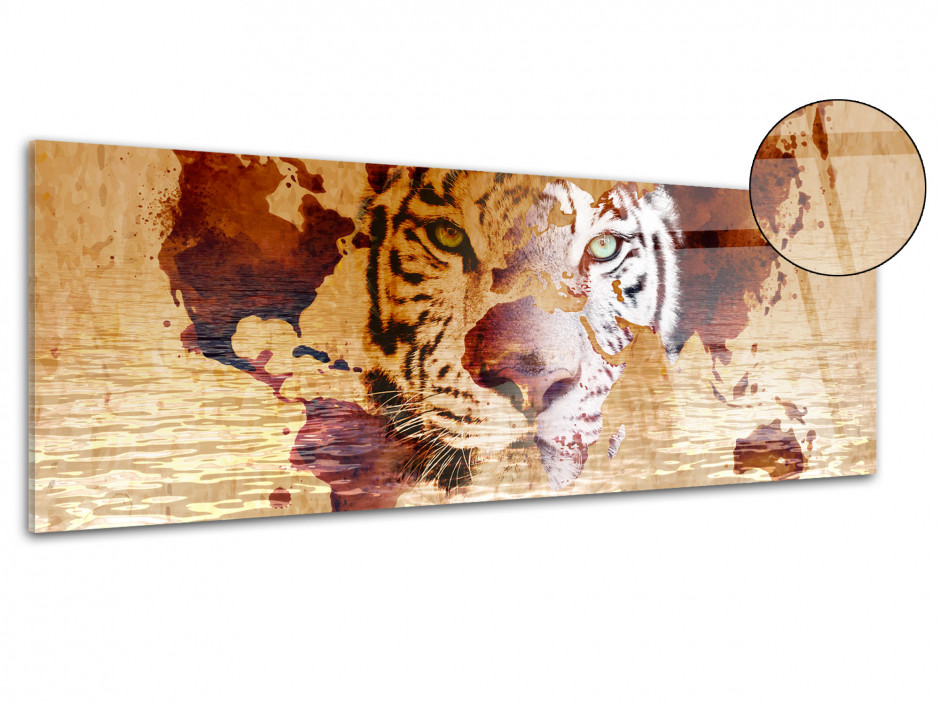 Tableau plexiglas contemporain TIGRE MAP MONDE