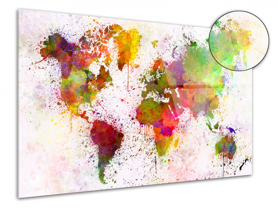 Tableau Plexiglas moderne Carte du monde en Graff