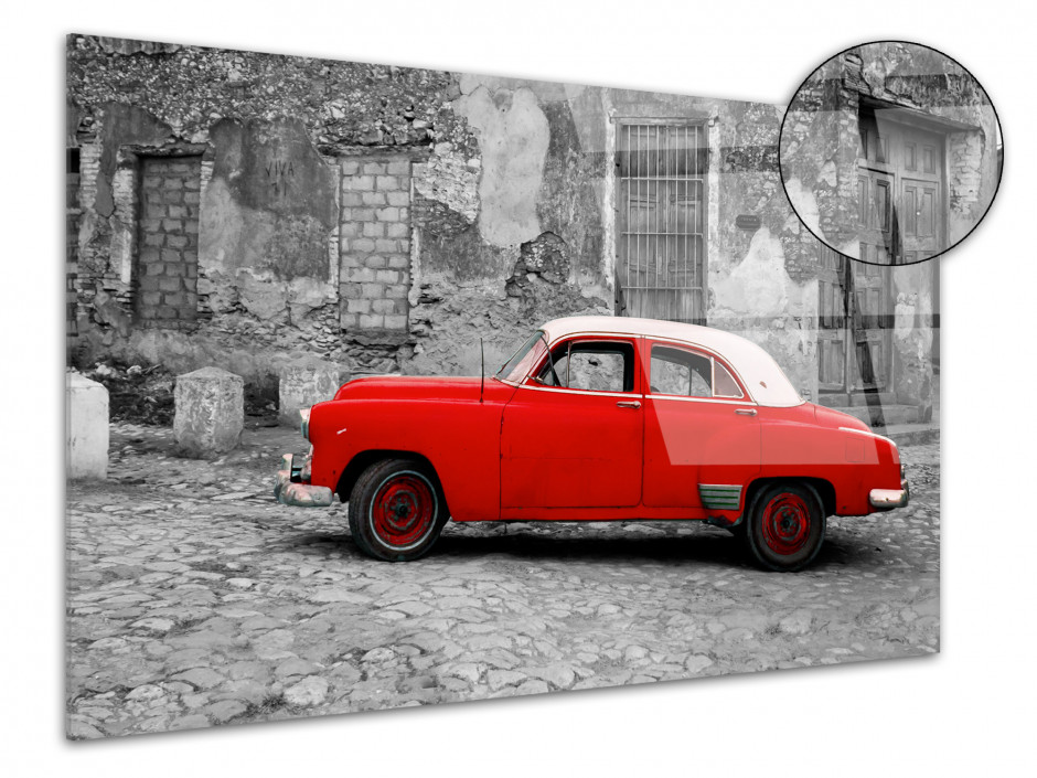 Tableau plexiglas urbain déco VOITURE ROUGE