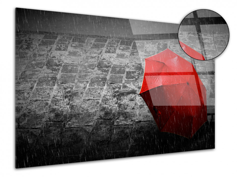 Tableau plexiglas noir et blanc PARAPLUIE ROUGE