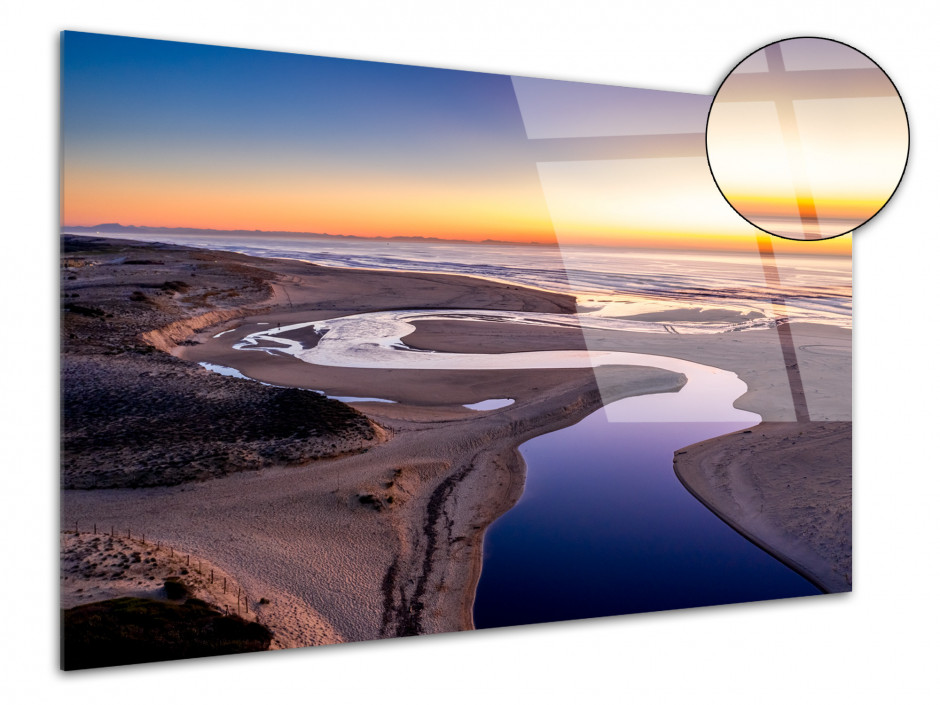 Tableau plexiglas photo paysage coucher de soleil Courant d'Huchet