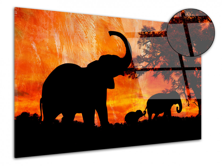 Tableau Plexiglas Paysages Africain Les Eléphants