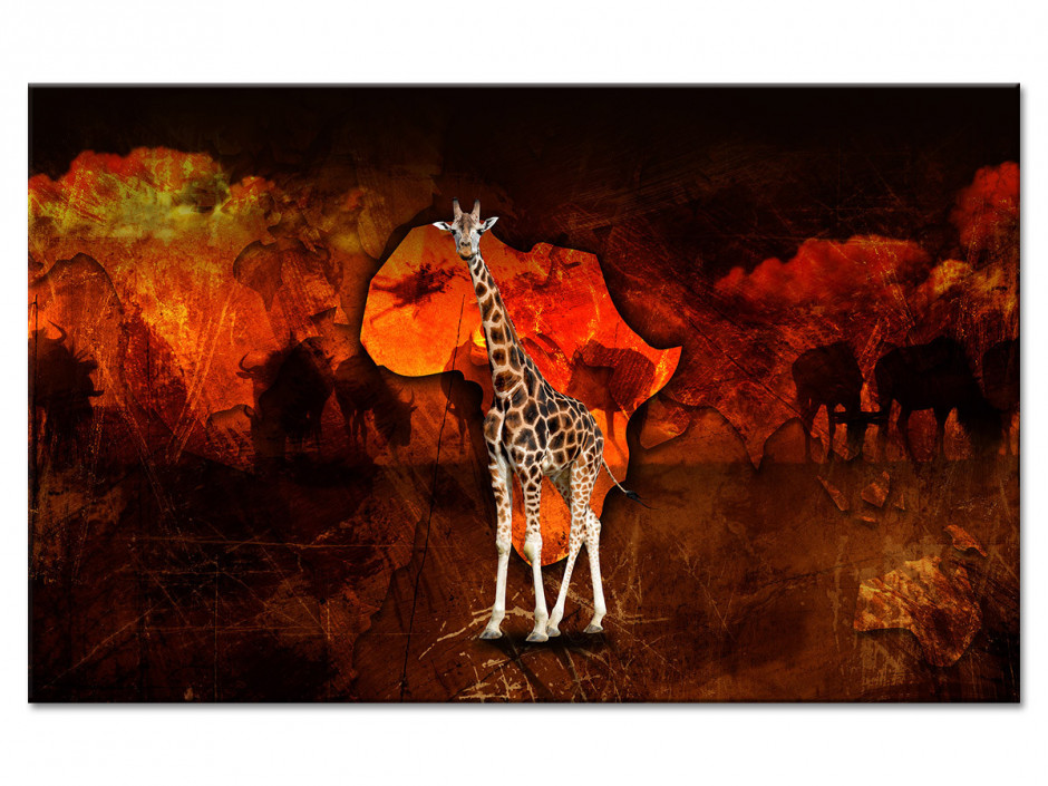 Tableau girafe dans la plaine Africaine : tableau africain