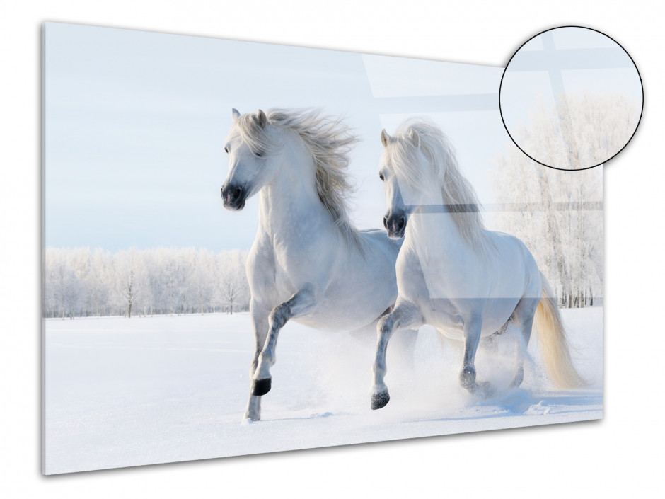 Tableau plexiglas Chevaux dans la neige