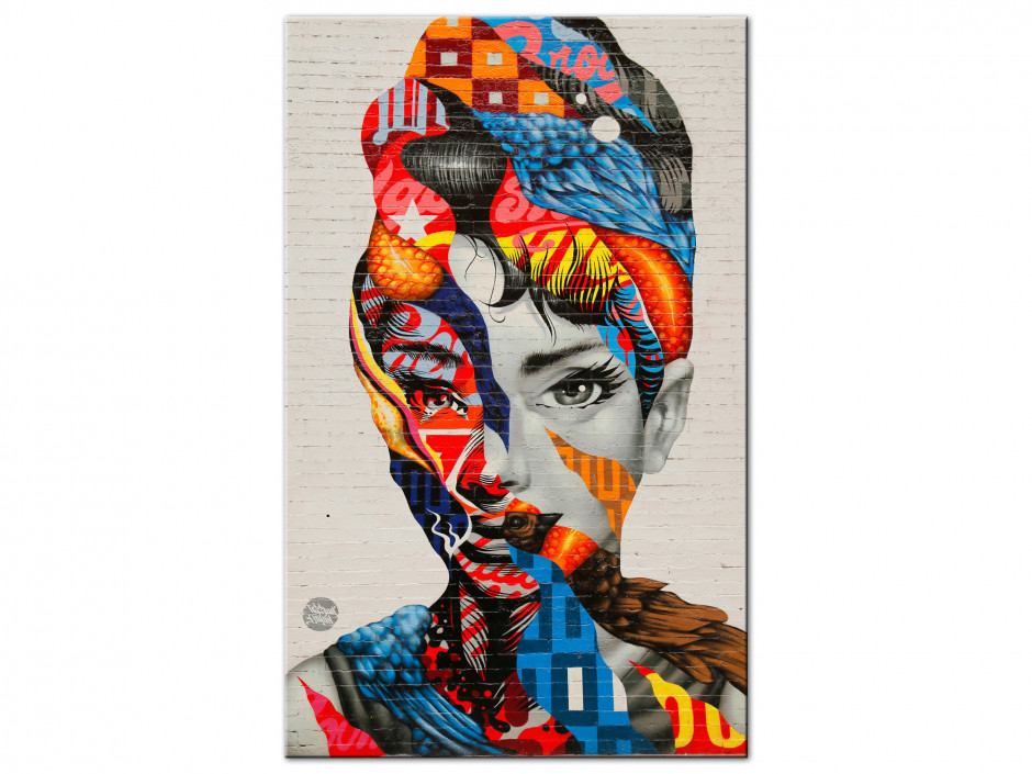 Tableau déco portrait visage femme esquisse pop art - Tableau Deco