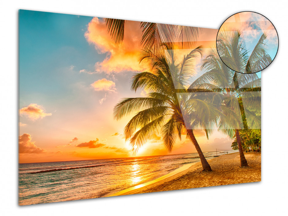 Tableau plexiglas photo SUNSET PALMIERS