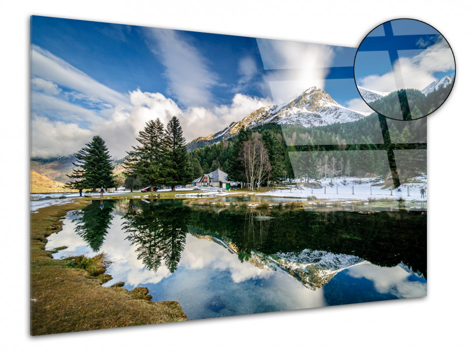 Tableau plexiglas paysage REFLET SUR LE LAC D'ESTAING