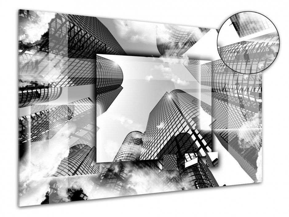 Cadre plexiglas moderne Bulding Noir et Blanc