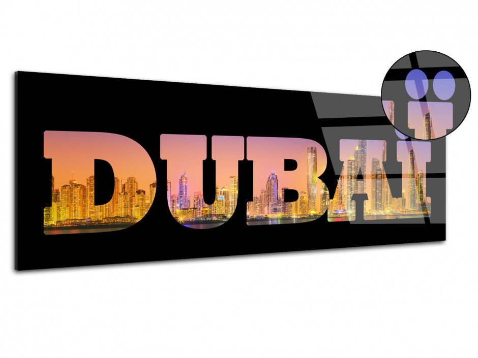 Tableau plexiglas deco lettrage Dubai