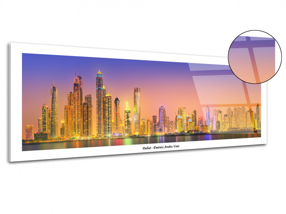 Tableau plexiglas photo panoramique DUBAI SUNSET