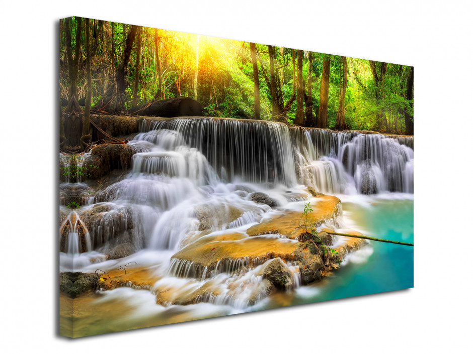 Tableau toile déco paysage cascade en forêt