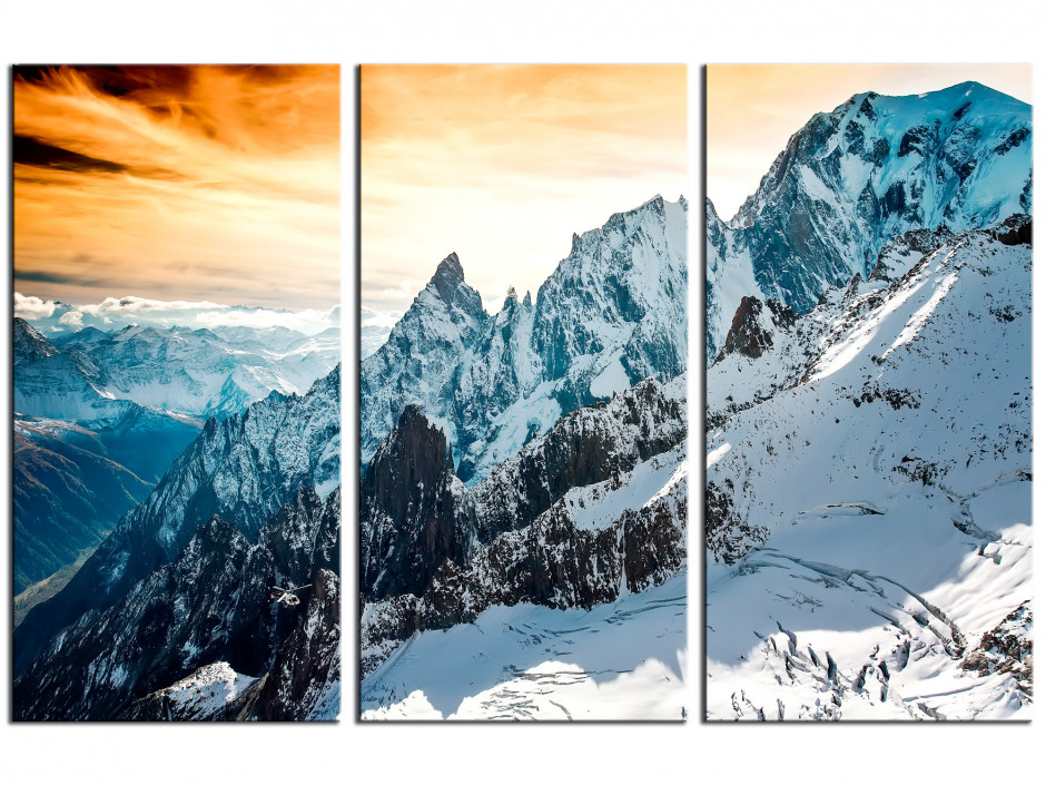 Tableau triptyque Montagne des Alpes - photo sur toile pas cher