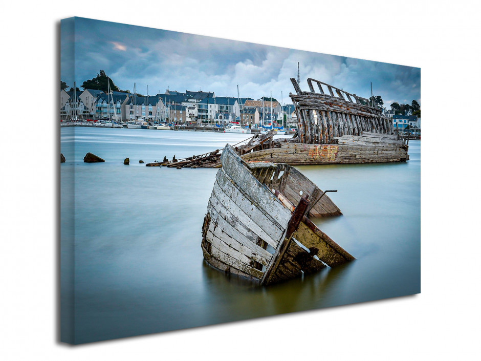 Tableau photo sur toile cimetière de bateaux Etel