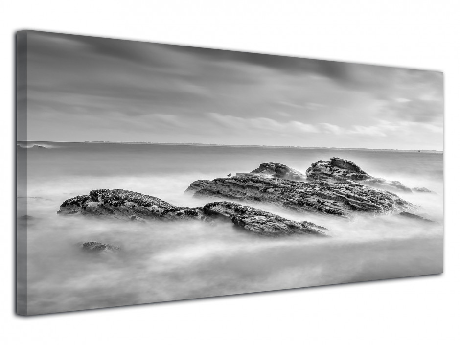 Tableau photo sur toile Plage Bretagne Noir et Blanc