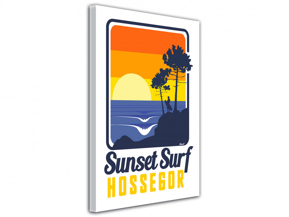 Tableau toile Illustration Sunset Surf Hossegor