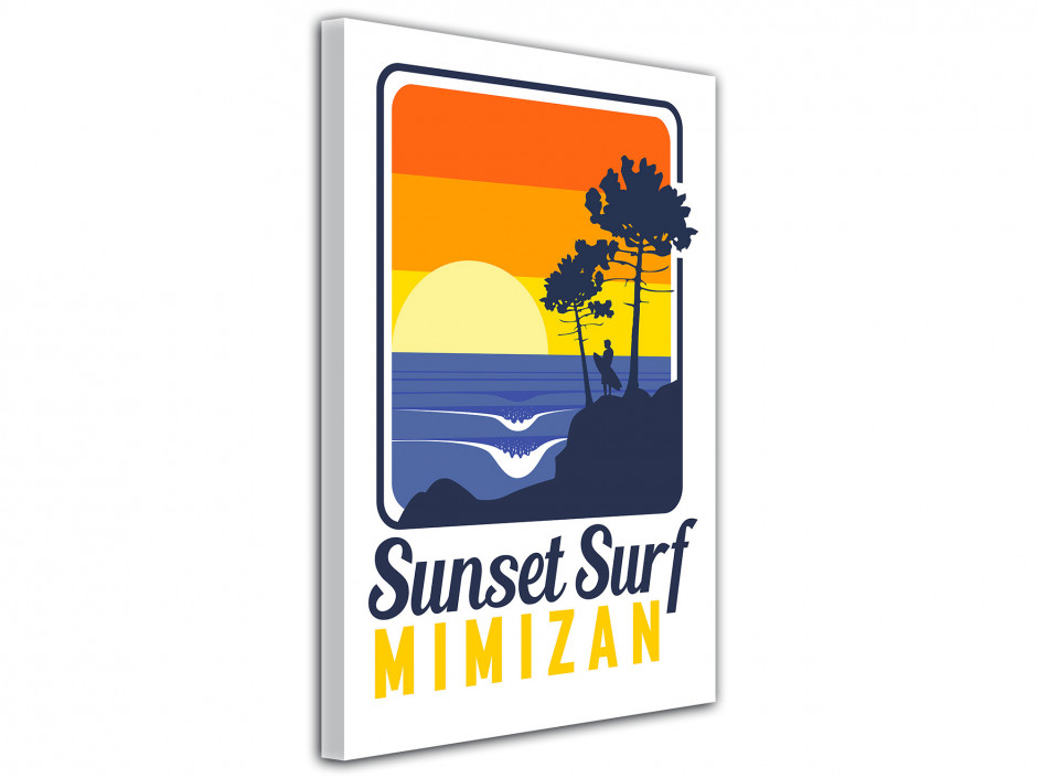 Tableau toile Illustration Sunset Surf Mimizan