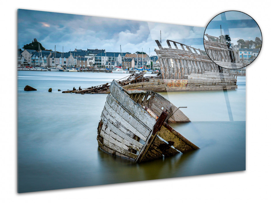 Tableau photo sur plexiglas cimetière de bateaux Etel