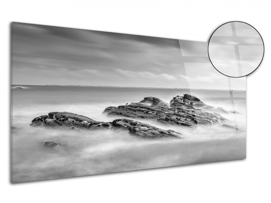 Tableau photo sur plexiglas Plage Bretagne Noir et Blanc