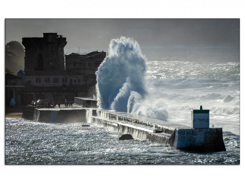 Tableau photo sur aluminium tempête sur Socoa Pays Basque