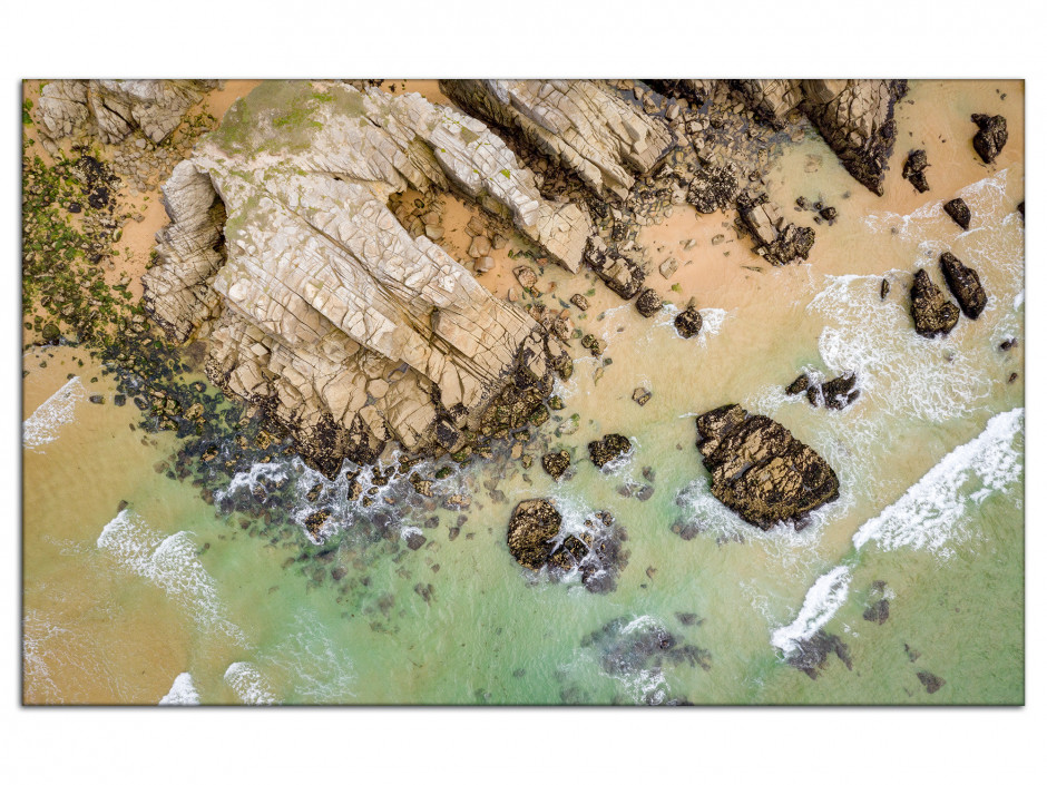 Tableau aluminium les falaises de Quiberon vu du ciel