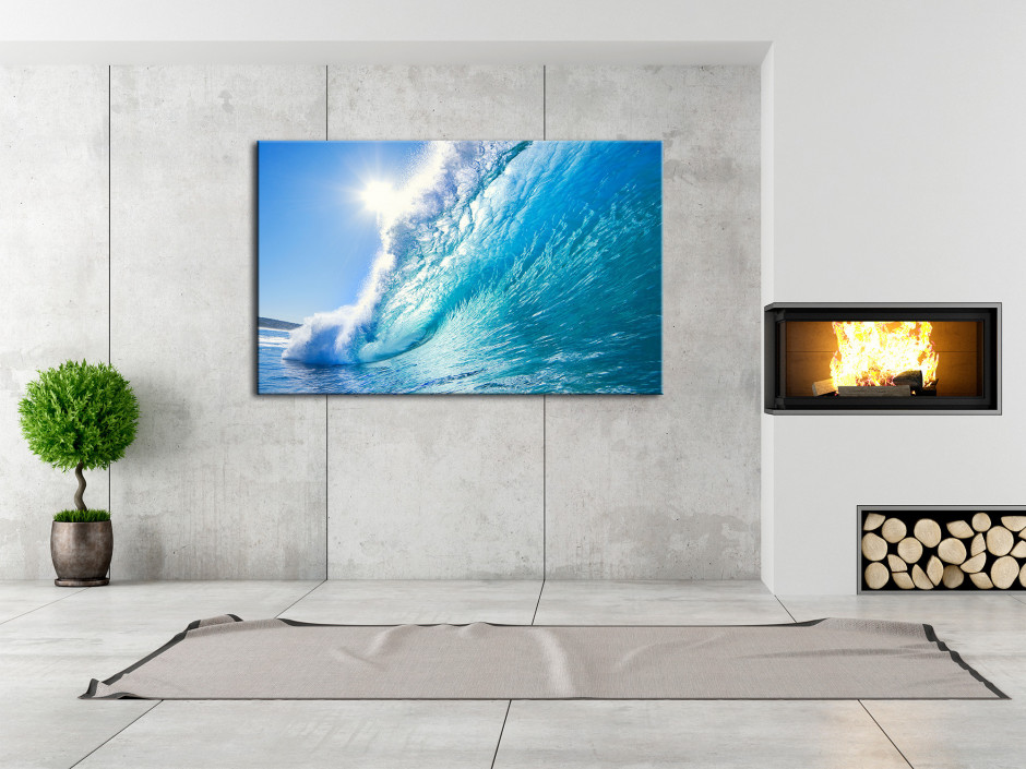 Tableau Decoration Murale Salon Moderne,Tableaux Vagues Forme de Coeur,Surf  Océanique Paysage Impression Sur Toile avec cadre